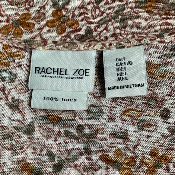 Rachel Zoe 100% linen floral scoop neck blouse - Picture 3 of 5